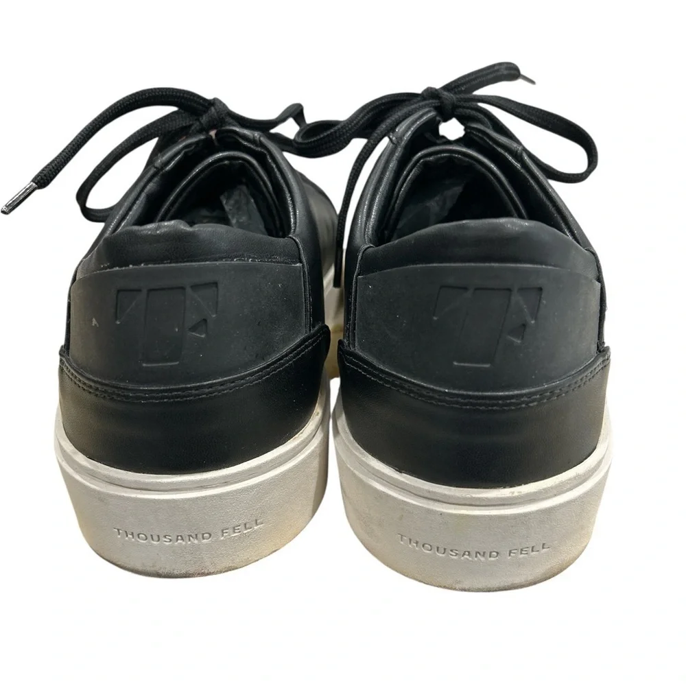 Thousand Fell Men's Lace Up Sustainable Bio Minimalist Sneakers in Black - 12